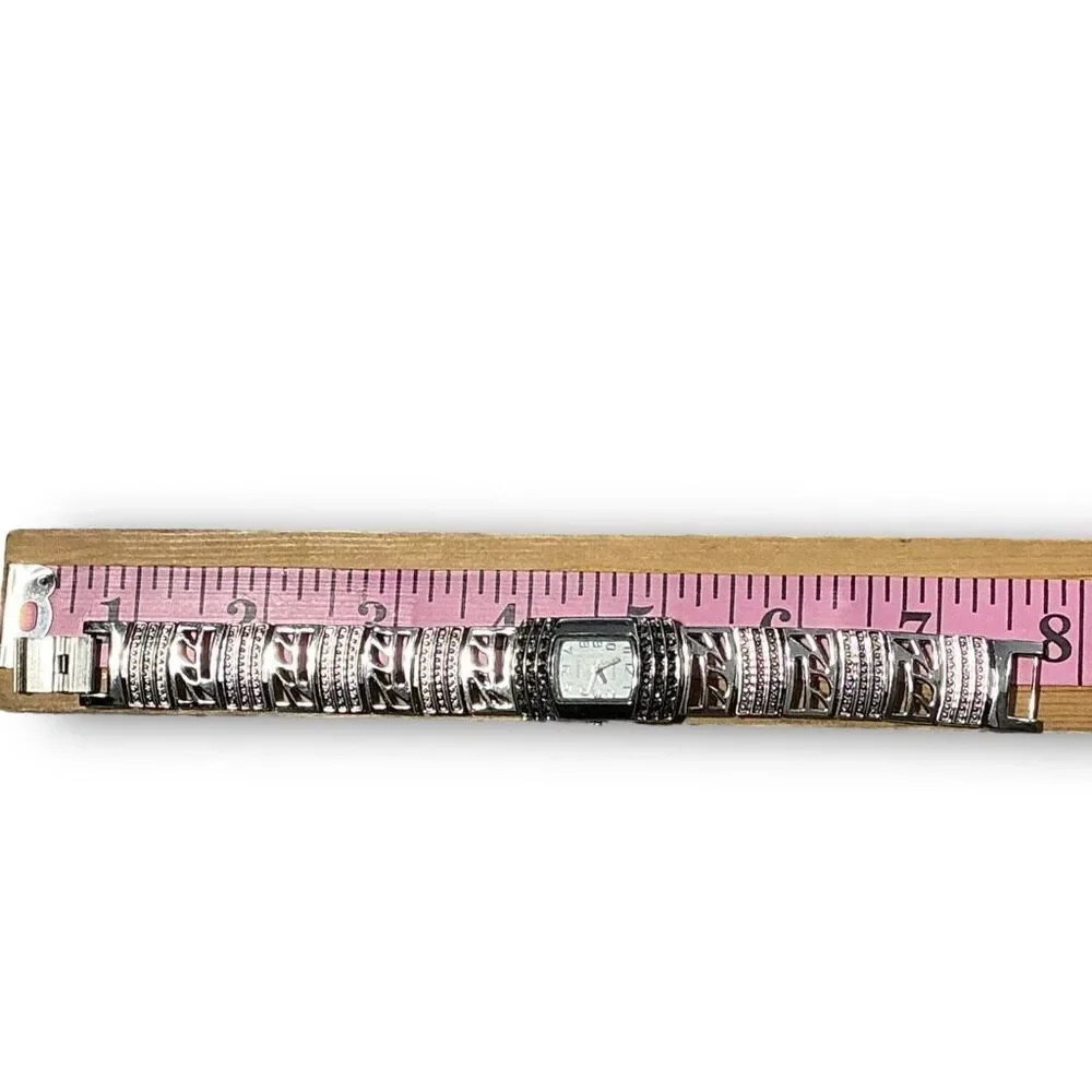 Geneva Y2K Vintage Platinum with Back & Crystal Rhinestones Tonneau Shaped Face
